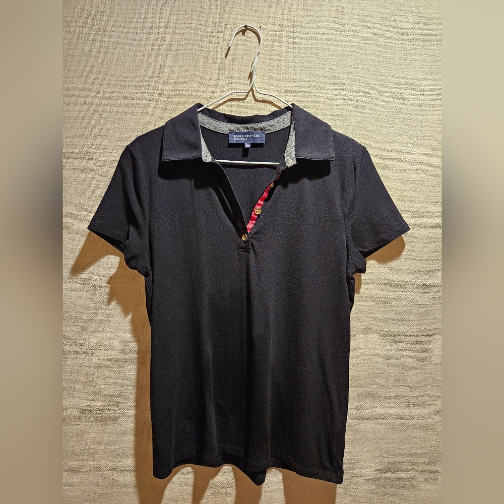 Jones New York Black Women's polo style shirt, Size L